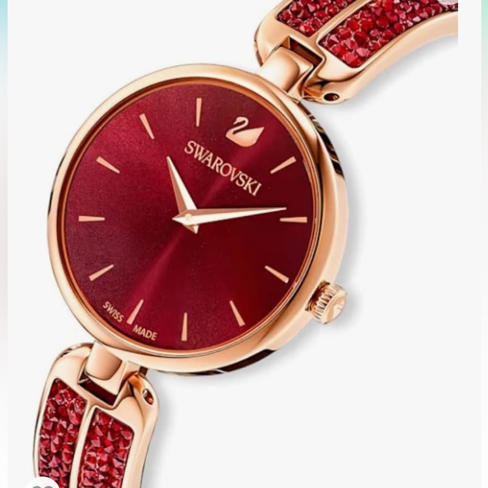 Brand New !!!! Swarovski Women Crystal Flower
Watch Round Red Watches
